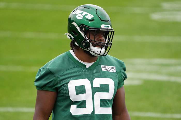 New York Jets defensive lineman Jabari Zuniga at practice